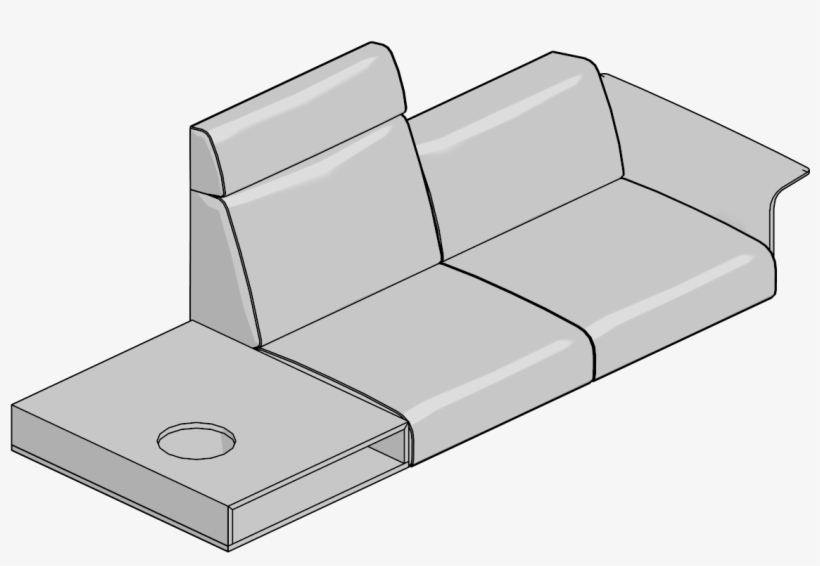 Lnge-3 Seat,leg Base,box Table Left,no Arm - Outdoor Sofa, transparent png download