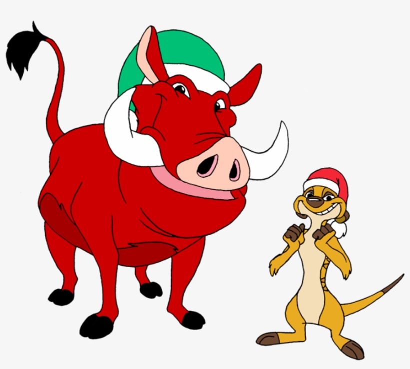 Timon And Pumbaa Celebrating Christmas - Timon And Pumbaa Xmas, transparent png download