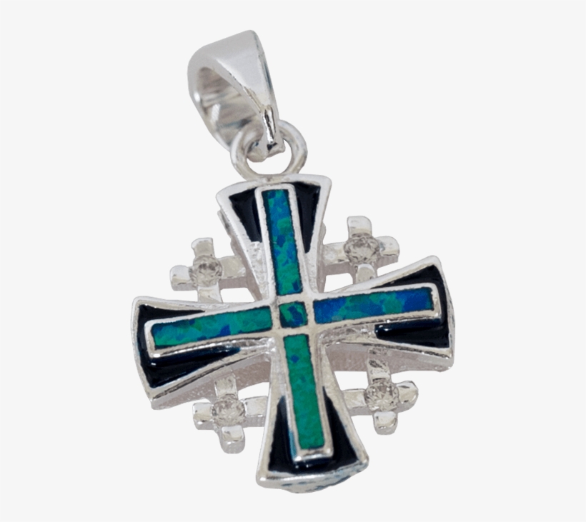 This Sterling Silver Jerusalem Cross Is Set With Synthetic - Silver, transparent png download
