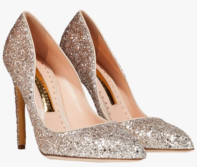 Rupert Sanderson Glitter Elba Pointed Toe Pumps - Gold Glitter Shoes Png, transparent png download