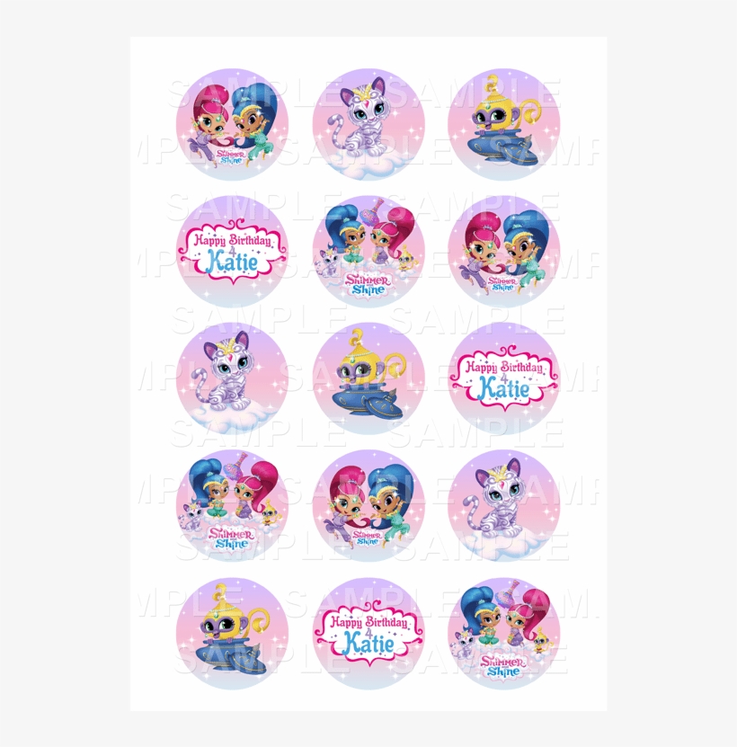 Shimmer And Shine Edible Cupcake Toppers - Cartoon, transparent png download