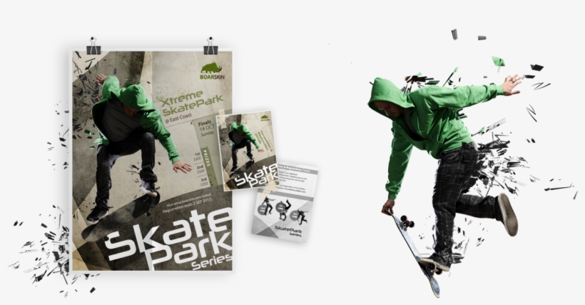 Poster And Flyer Design For Boarskin - Stickers Muraux Déco : Skatteur Dimensions - 30x39cm, transparent png download