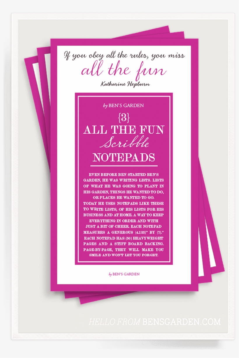 Np 47 491 V=1520701557 - Ben's Garden 'the Trouble With' Notepads (3-pack), transparent png download