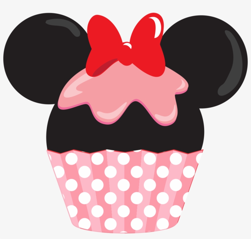 See Here Cupcake Clipart Black And White Free Download - Minnie Mouse Cupcakes Clipart, transparent png download