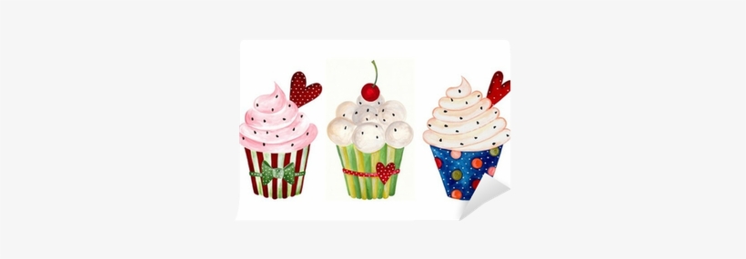 Set Of Cupcake - Clipart Cupcake Watercolor, transparent png download