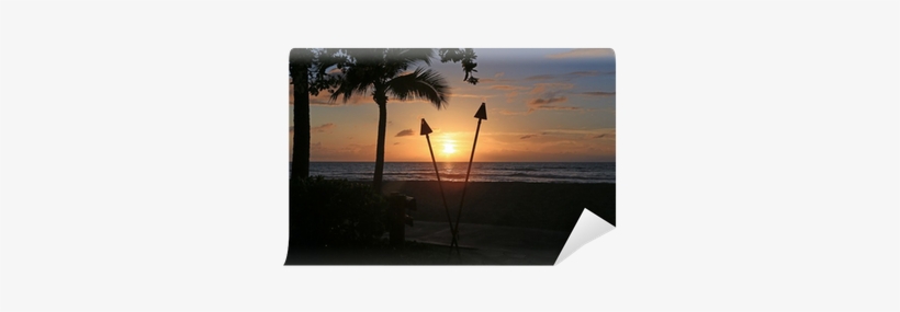 Beautiful Sunset In Hawaii With Tiki Torches Wall Mural - Hawaii, transparent png download