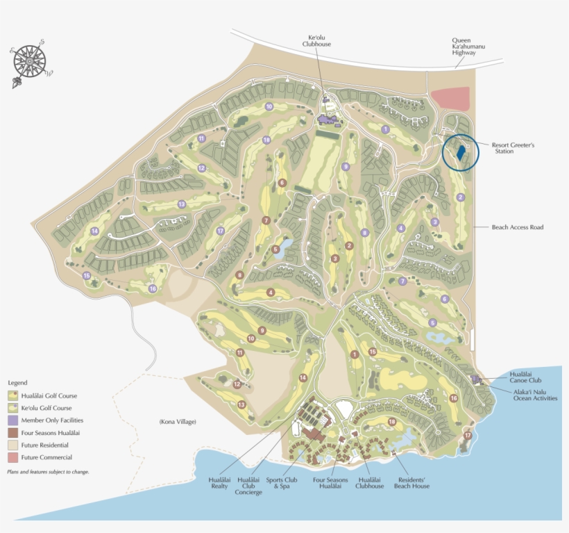 Location - Four Seasons Hualalai Golf Course Map, transparent png download