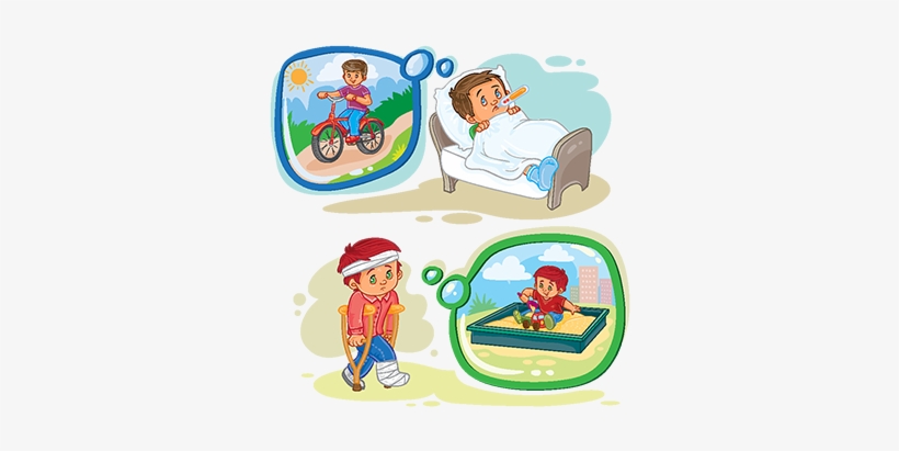 Set Clip Art Illustrations Little Boy Sick, Fever, - Recover From Illness Clipart, transparent png download