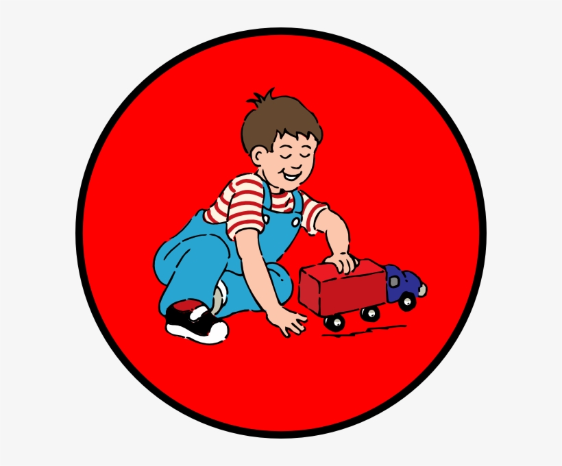 Little Boy Playing With Car In Red Circle Clip Art - Children Playing Clip Art, transparent png download