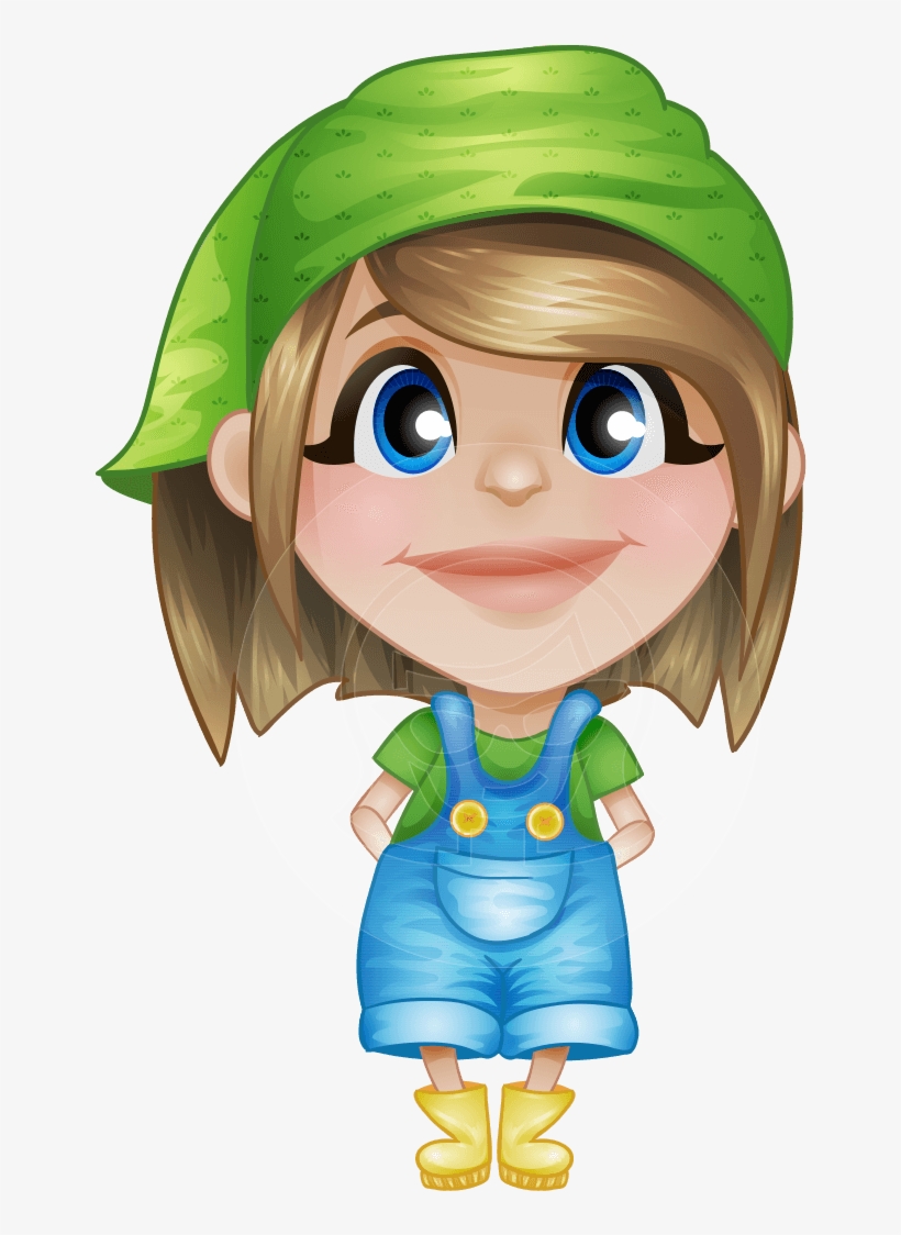 Farmer Character Cartoon Png Clip Art Freeuse Stock - Girl Farmer Cartoon, transparent png download