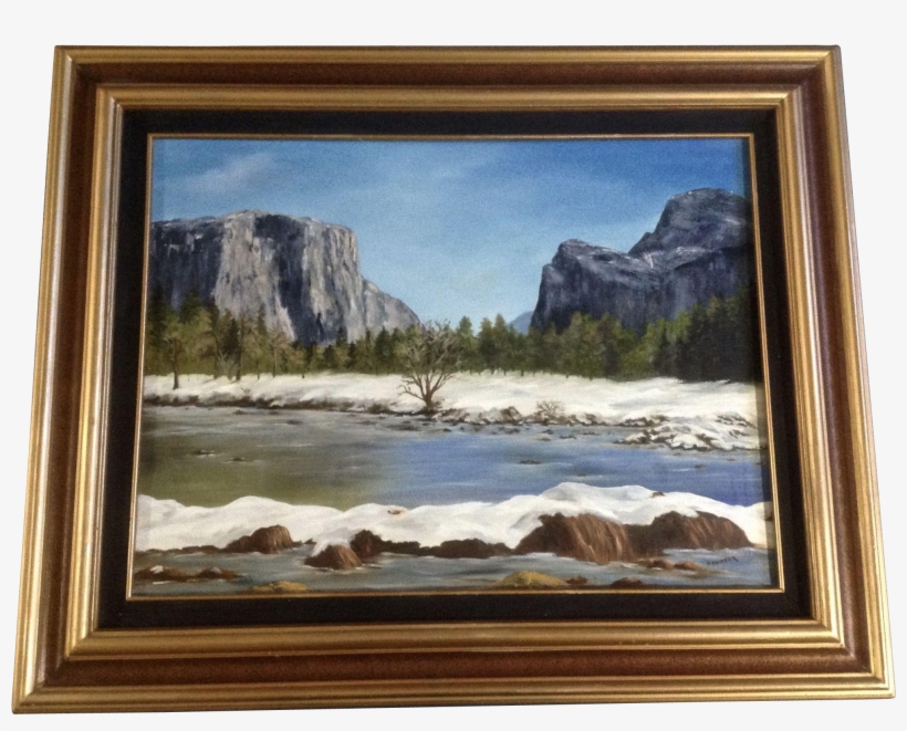 A Nice View Of The River And Mountains From Yosemite - Painting, transparent png download