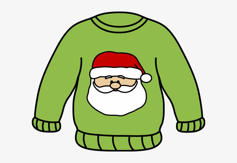 Santa Sweater Clip Art - Sweater Clipart Black And White, transparent png download