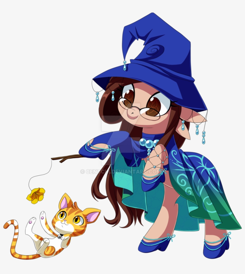 Centchi, Cat, Clothes, Dress, Hat, Magic Wand, Oc, - Cartoon, transparent png download