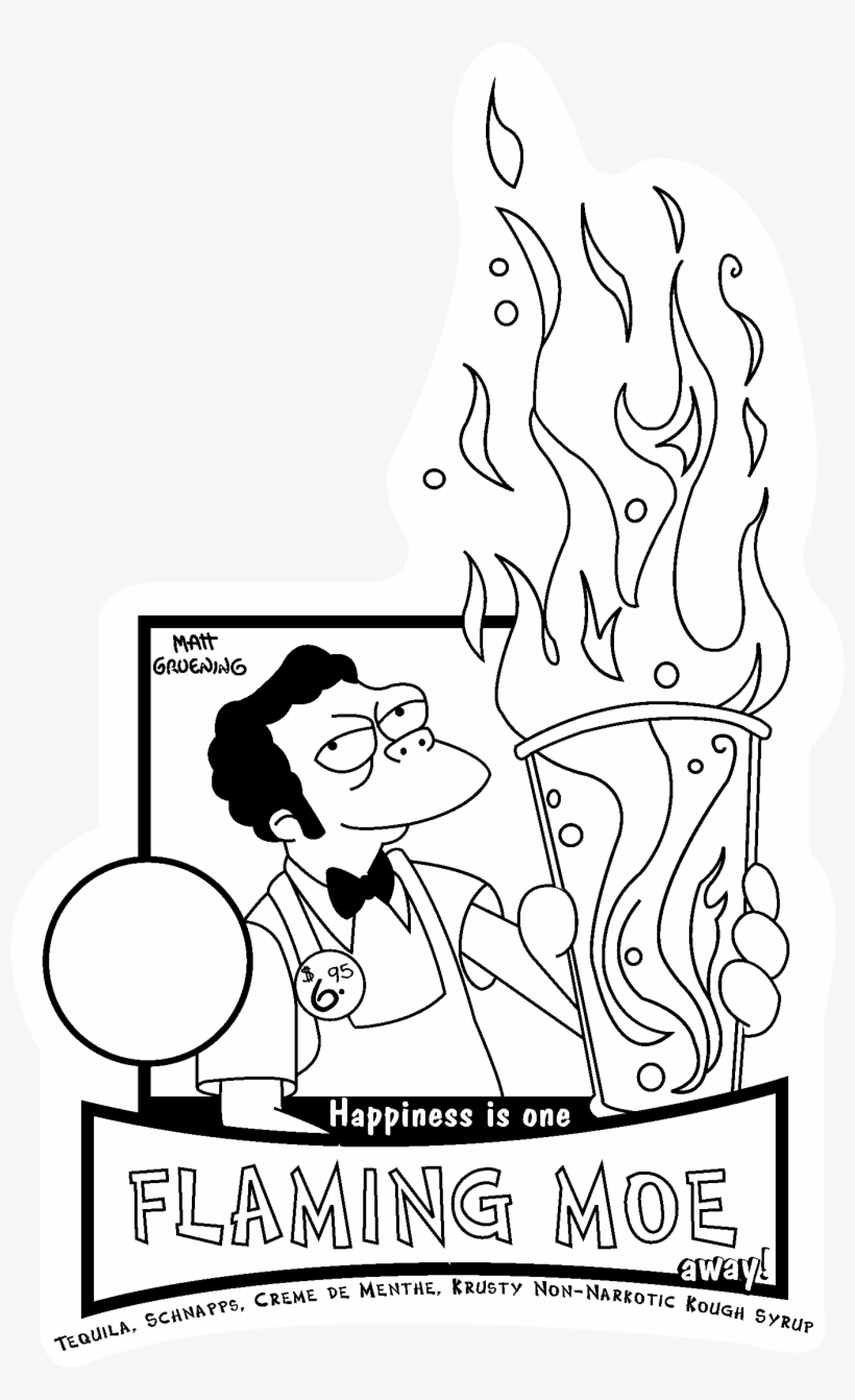 The Simpsons Logo Black And White - Flaming Moe's, transparent png download