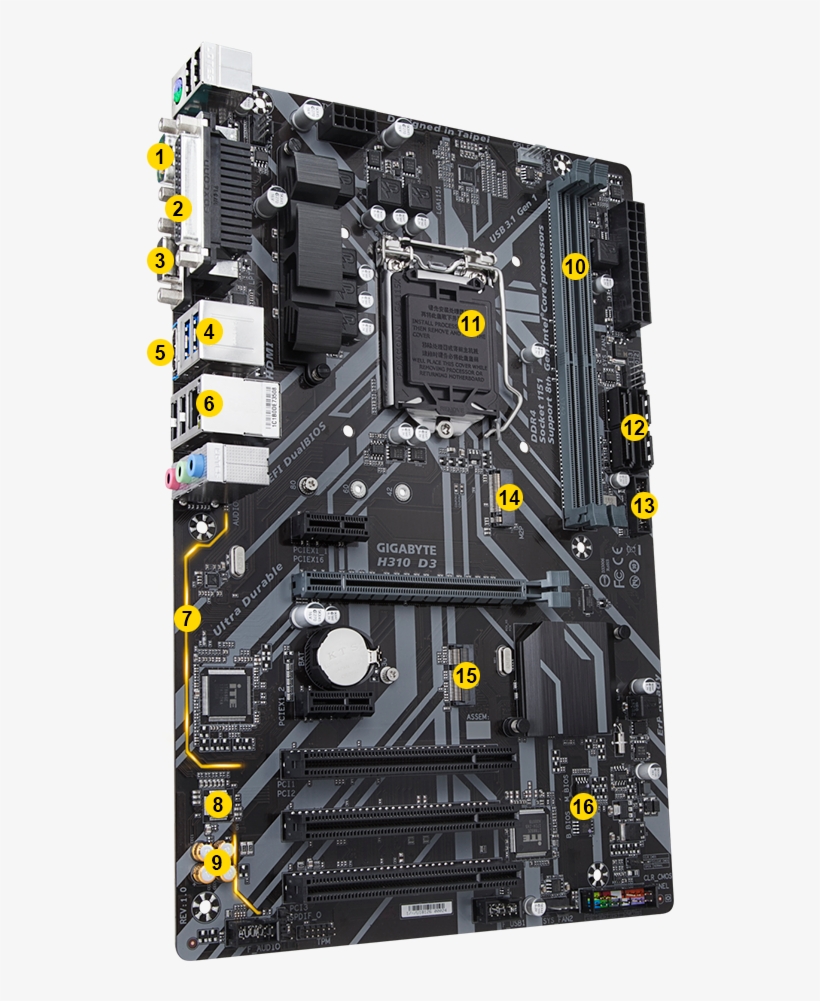 1 - Gigabyte H310 D3, transparent png download