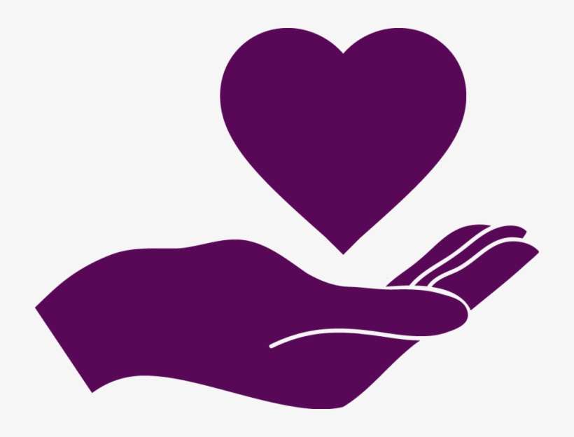 Deep Purple Icon Of Hand With Heart Above It - Hand Holding Heart Clipart, transparent png download