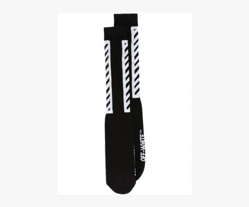 Off White Crew Socks - Off White Socks Black, transparent png download