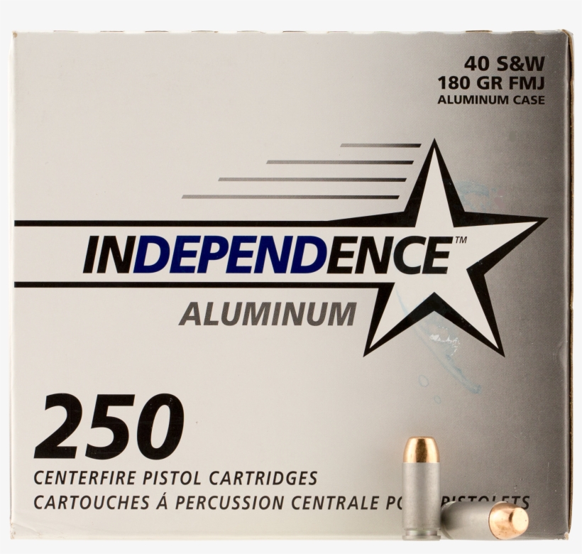 Cci Ial40180250 Independence 40 S&w 180 Gr Fmj Aluminum - Independence Ammo, transparent png download