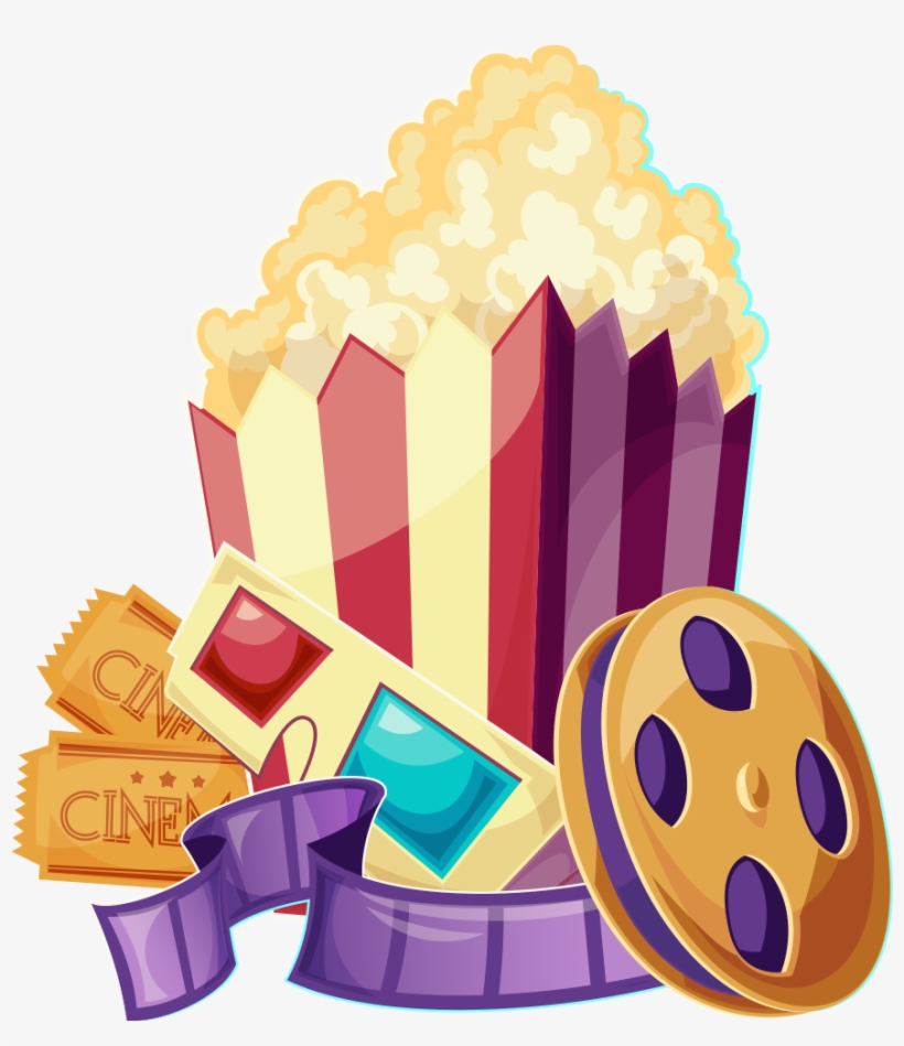 Movie Ticket With Popcorn Clipart Png Free Download - Download, transparent png download