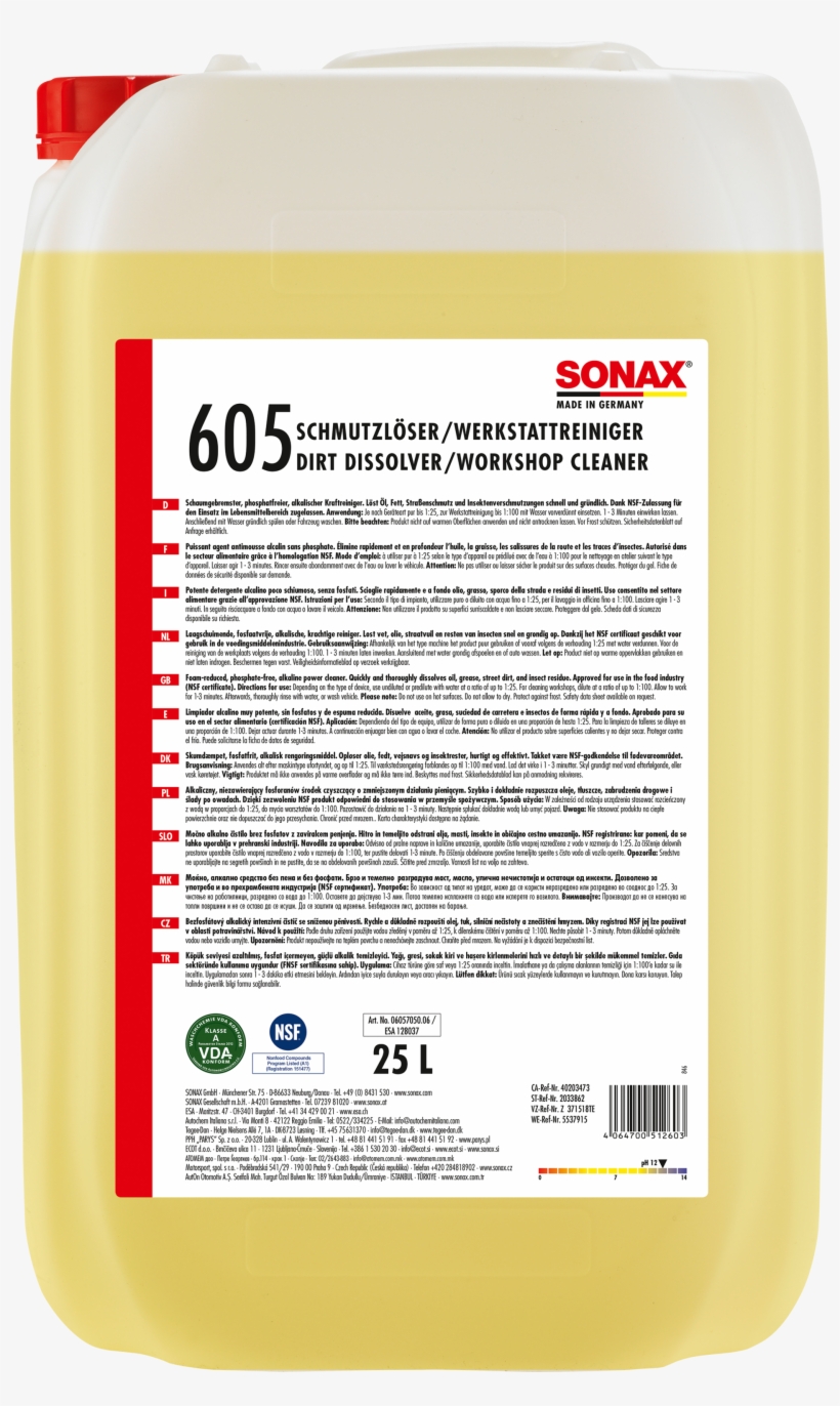 Sonax Dirt Dissolver/workshop Cleaner With Softener - Sonax, transparent png download