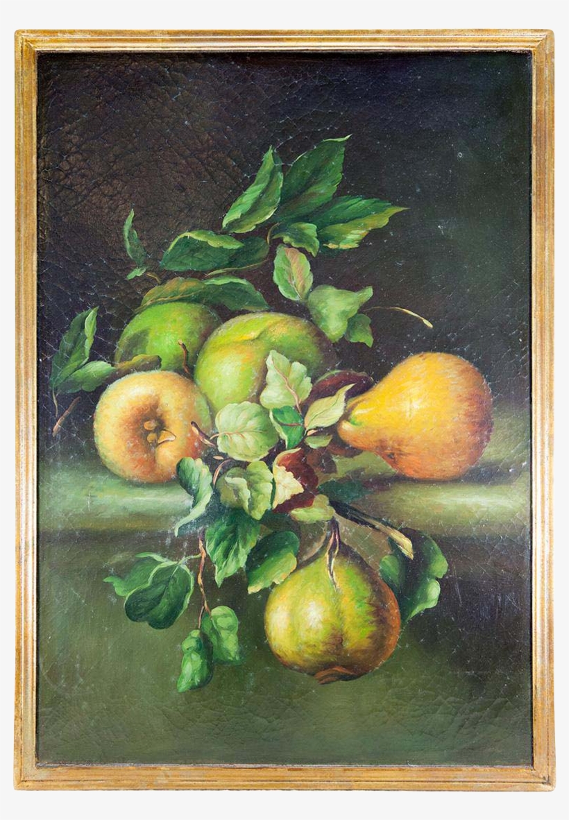 Antique French Oil Painting, Fruit Still Life, In Wood - Quince, transparent png download