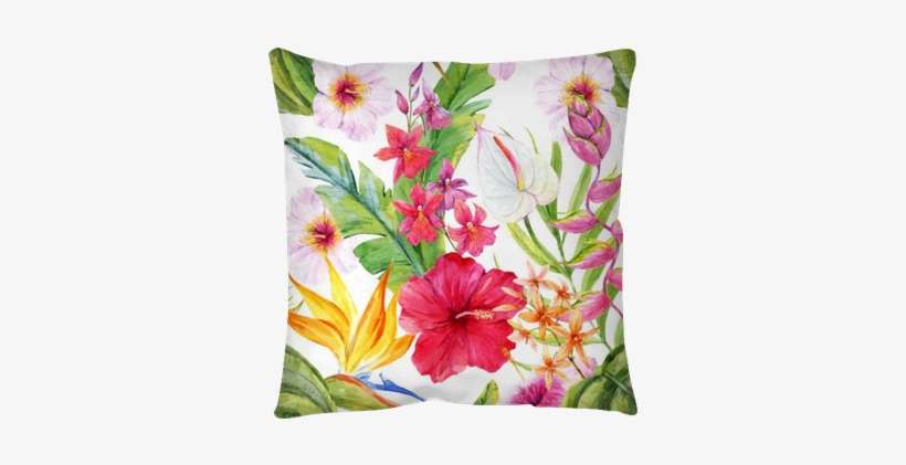 Watercolor Tropical Floral Pattern Floor Pillow • Pixers® - Watercolor Painting, transparent png download