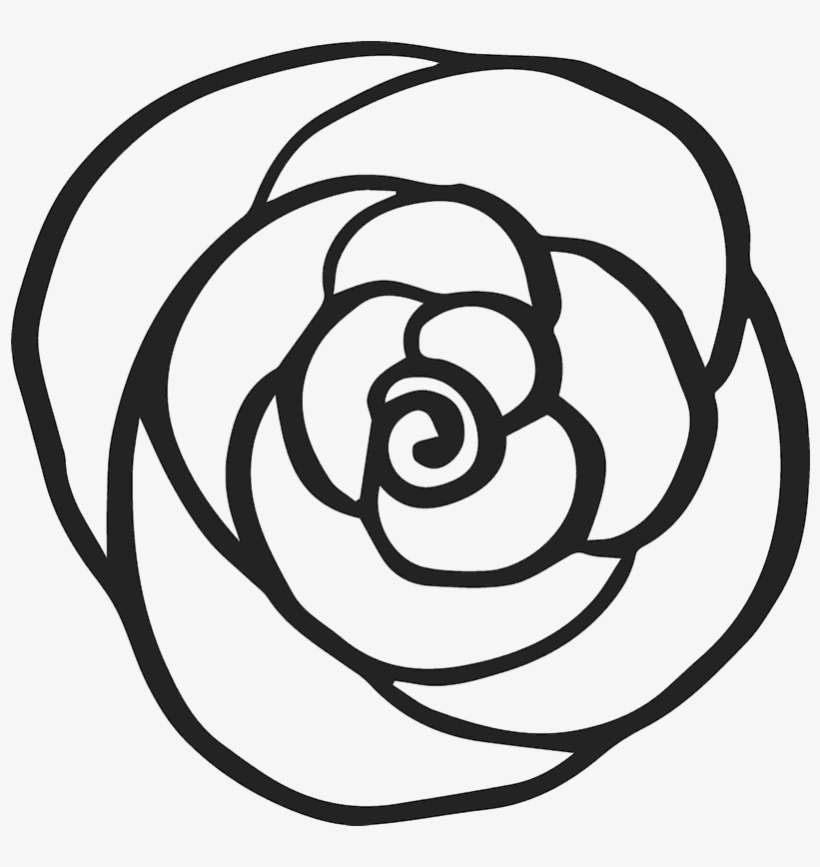 Rose Outline Rubber Stamp - Line Rose Outline Drawing Png Transparent, transparent png download