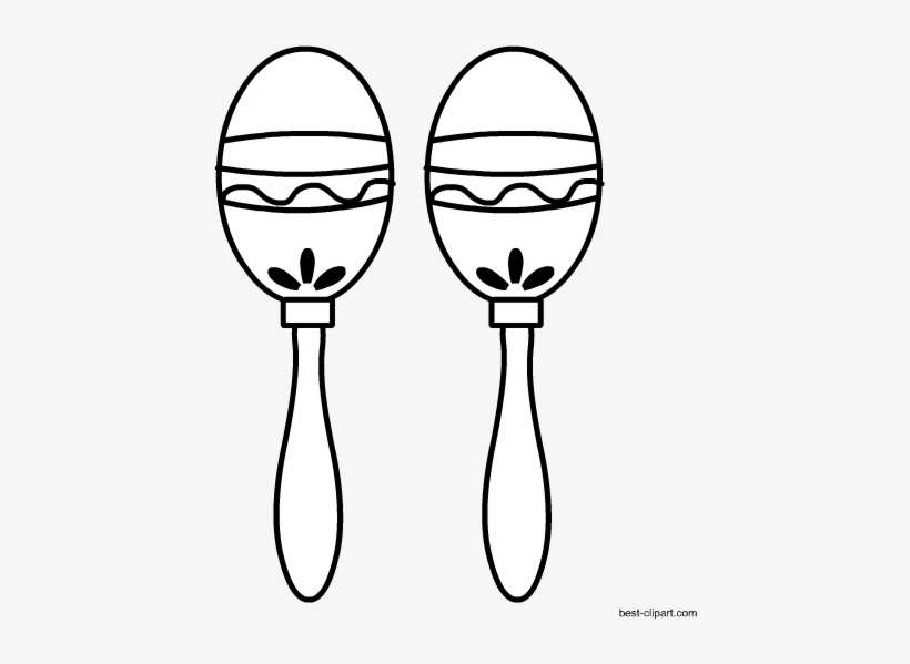 Free Black And White Maracas Clip Art - Maracas Clipart Black And White, transparent png download