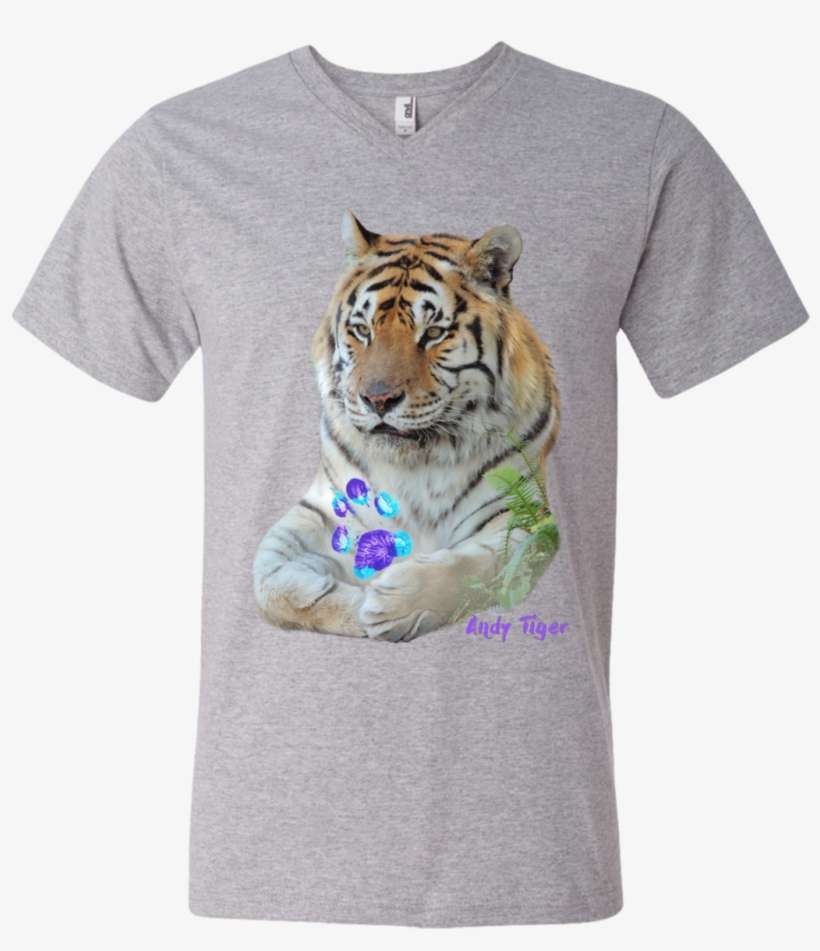 Andy Tiger Paw Print Men's Printed V-neck T - Adidas Mickey Mouse T Shirt, transparent png download