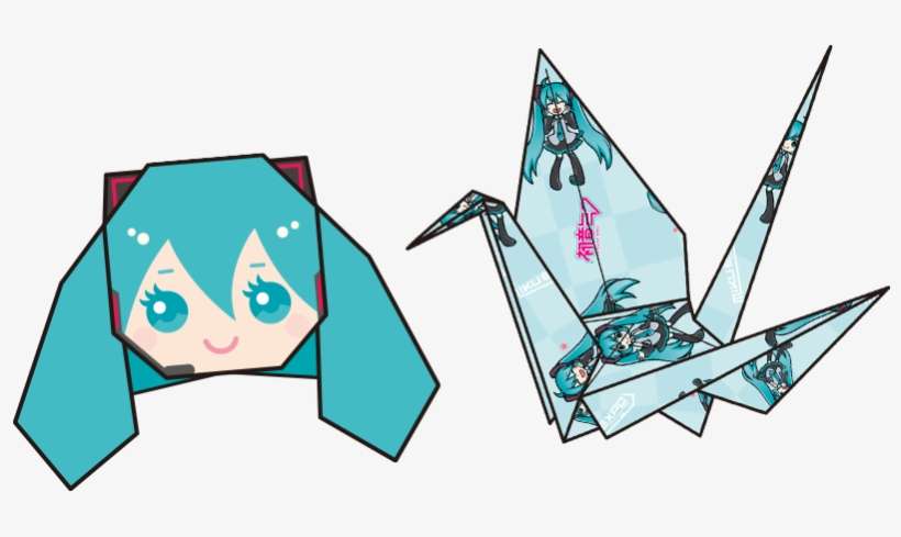 Crane And Creating Miku's Cute Face By Folding Specially-made - Hatsune Miku Fold Art, transparent png download