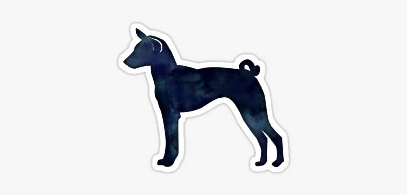 'basenji Dog Breed Black Watercolor Silhouette' Sticker - Dog, transparent png download