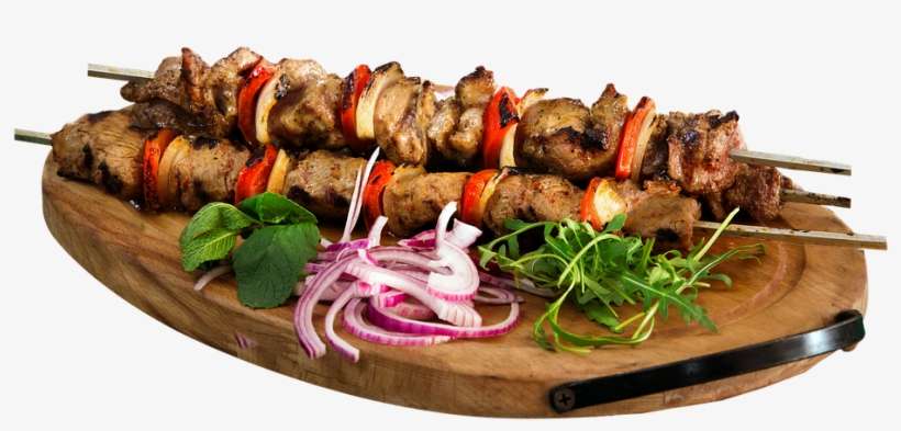 Skewer, Kebab, Barbecue, Food, Restaurant, Plate, Board - Brochetas Carne, transparent png download