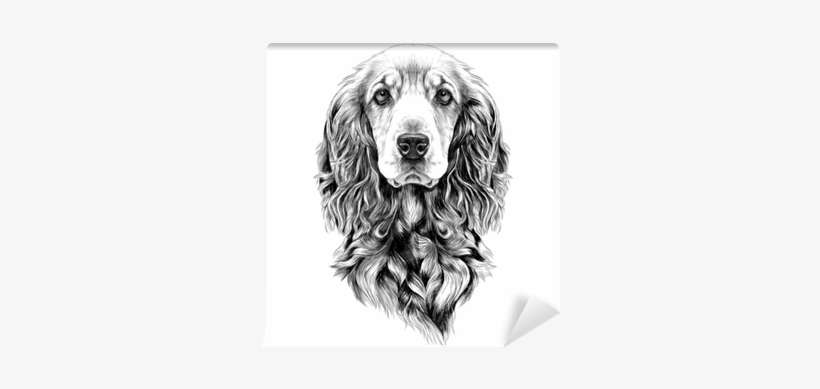Dog Breed Cocker Spaniel Muzzle, Sketch Vector Graphics - Dog With Santa Hat Drawing, transparent png download