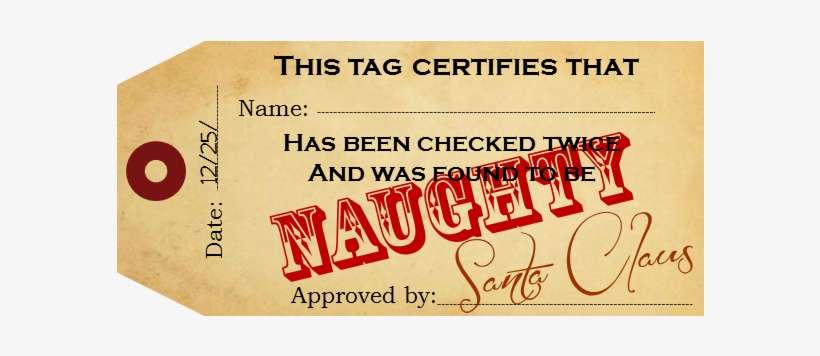 Naughty Tag - Naughty Or Nice Tags, transparent png download