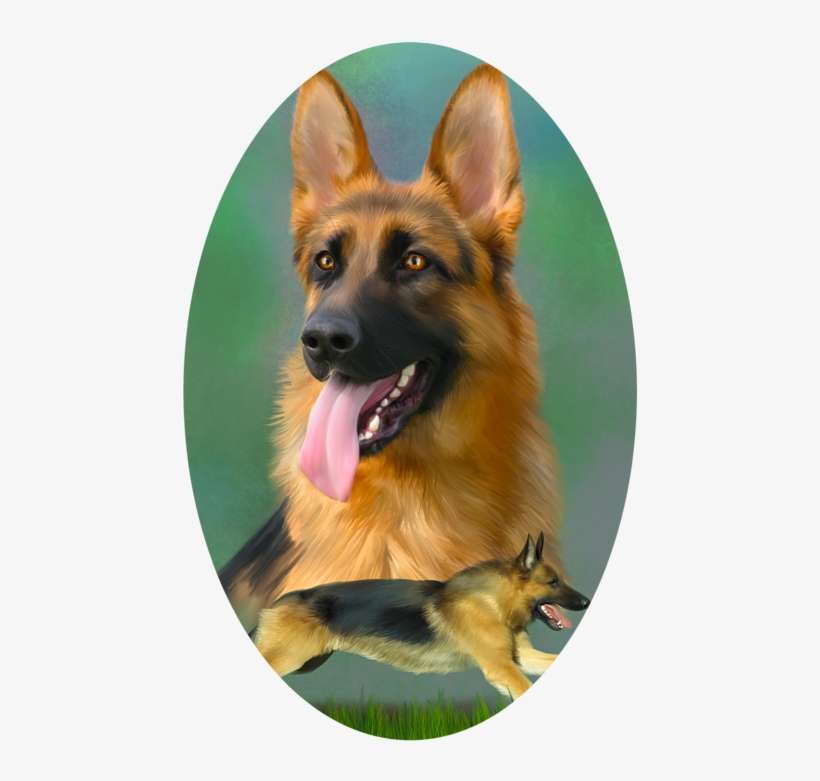 Click And Drag To Re-position The Image, If Desired - German Shepherd Digital Painting, transparent png download