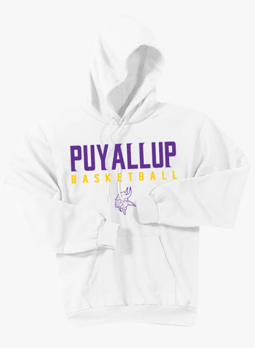 Vikings Basketball 50/50 Cotton/poly Hooded Sweatshirt - White Hoodie Flat, transparent png download