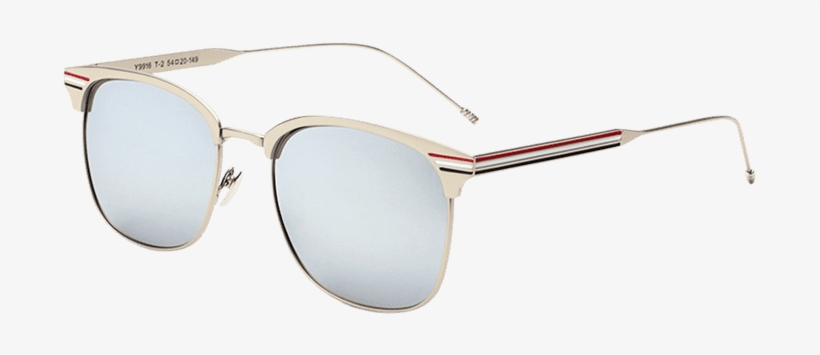 Mirrored Metallic Striped Leg Anti Uv Sunglasses - Sunglasses, transparent png download