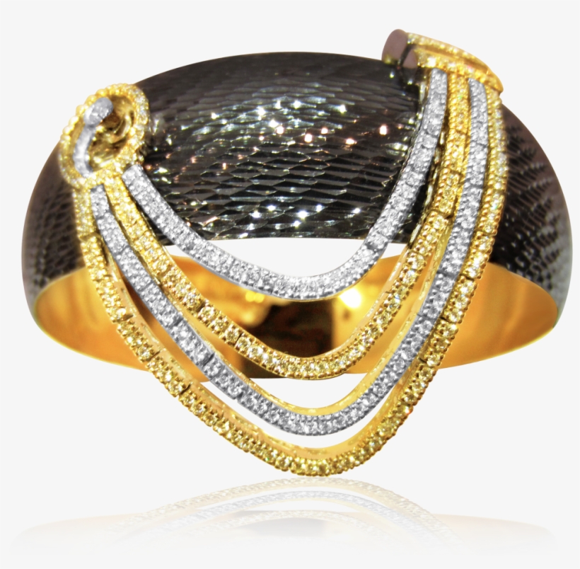 18kt Gold Gun Metal Polish On Textured Base, Brilliant - Bangle, transparent png download