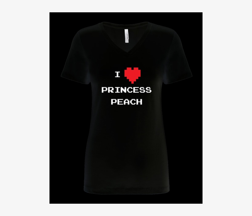 I Heart Princess Peach 2 Color Art, Black V-neck Shirt - Princess Is In Another Castle, transparent png download