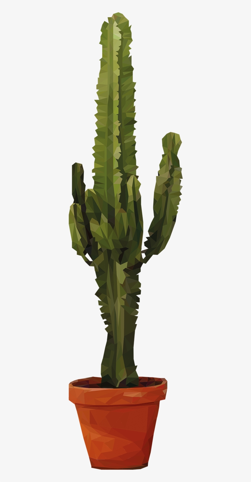 Geometric Potted Cactus Sticker - Cactus Con Maceta Png, transparent png download