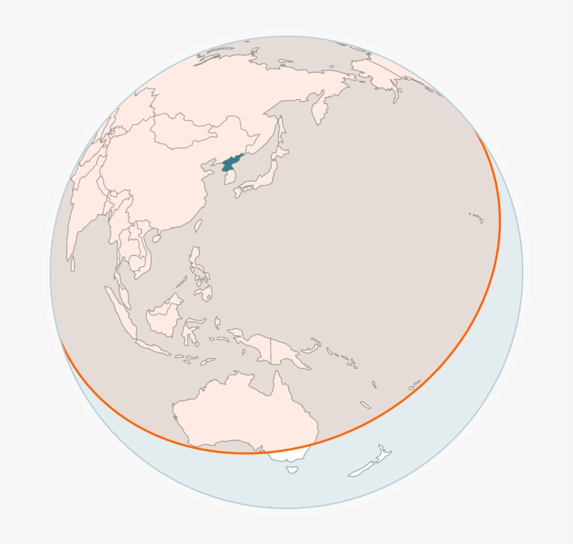 Red Circle Around North Korea Shows The Range Of Its - Romanthony Bring U Up, transparent png download