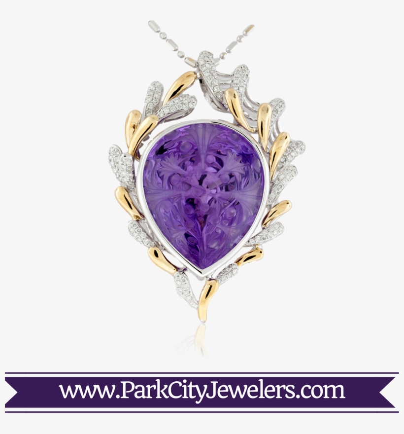 Fancy Cut Teardrop Amethyst And Diamond Pendant - Elk Ivory Engagement Rings, transparent png download