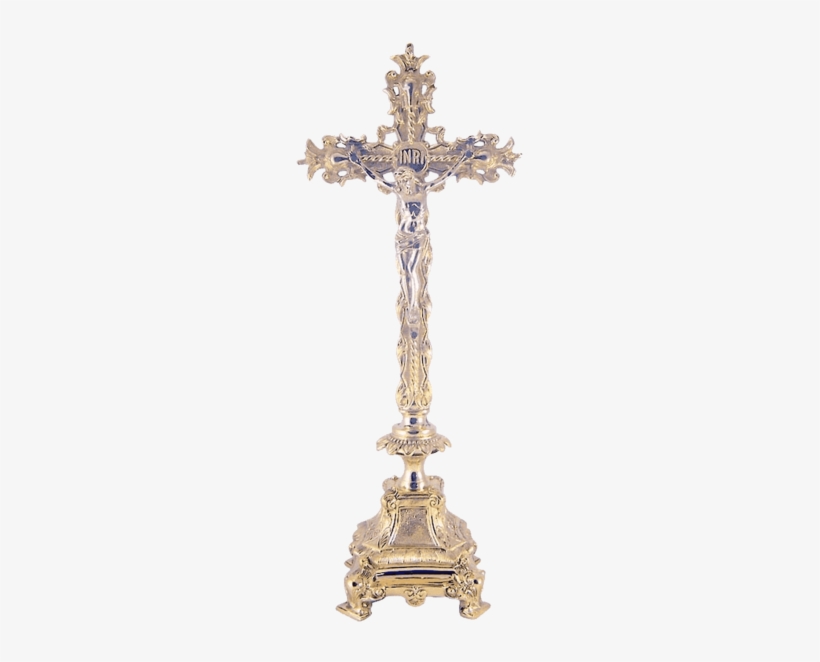 Jesus Christ Cross Polished Solid Brass Standing Crucifix, transparent png download