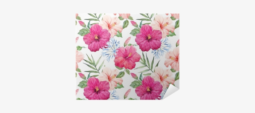 Watercolor Tropical Hibiscus Pattern Poster • Pixers® - Watercolor Painting, transparent png download
