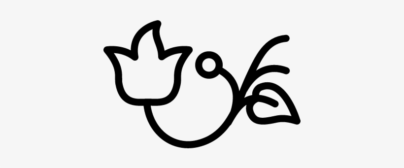 Flower Outline With Leaf And Bud Vector - Design In Flower Outlines, transparent png download