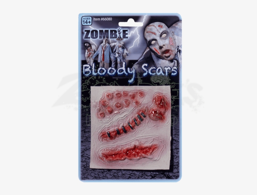 4 Bloody Zombie Scars - Halloween Make-up Assorted Zombie Stick On Fake Scars, transparent png download