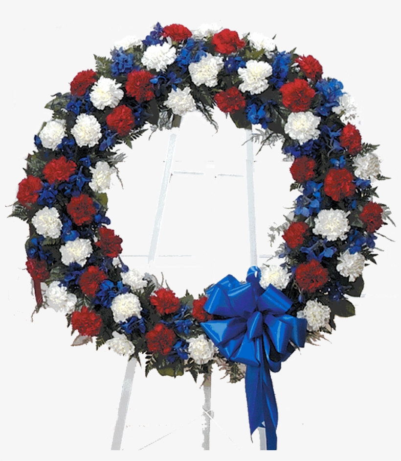 Red White & Blue Standing Wreath - Funeral Flowers Red White And Blue, transparent png download