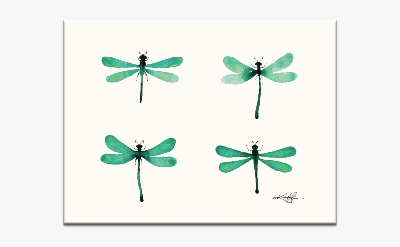 Kathy Morton Stanion Four Dragonflies - Gerahmtes Leinwandbild Vier Libellen 4 Artist Lane, transparent png download