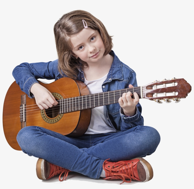 9yo Girl Acoustic Sitting Transparent - Guitar, transparent png download