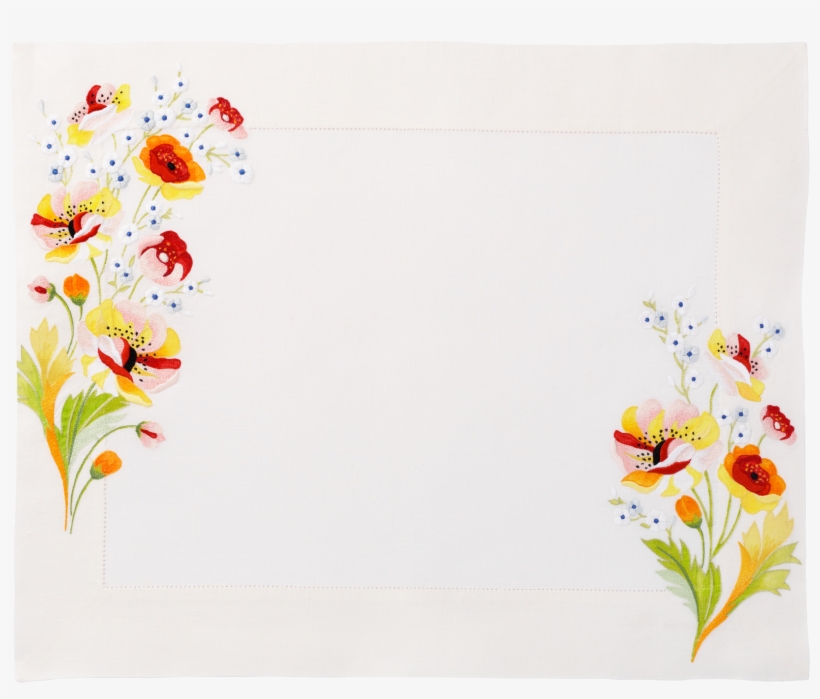 Hand-embroidered Floral Placemat, Set Of Two - Placemat, transparent png download
